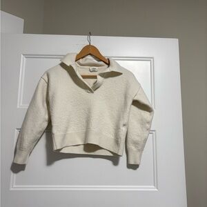 Wilfred Free Crop Merino Wool Polo V Neck Cream Sweater
Women's Size Small